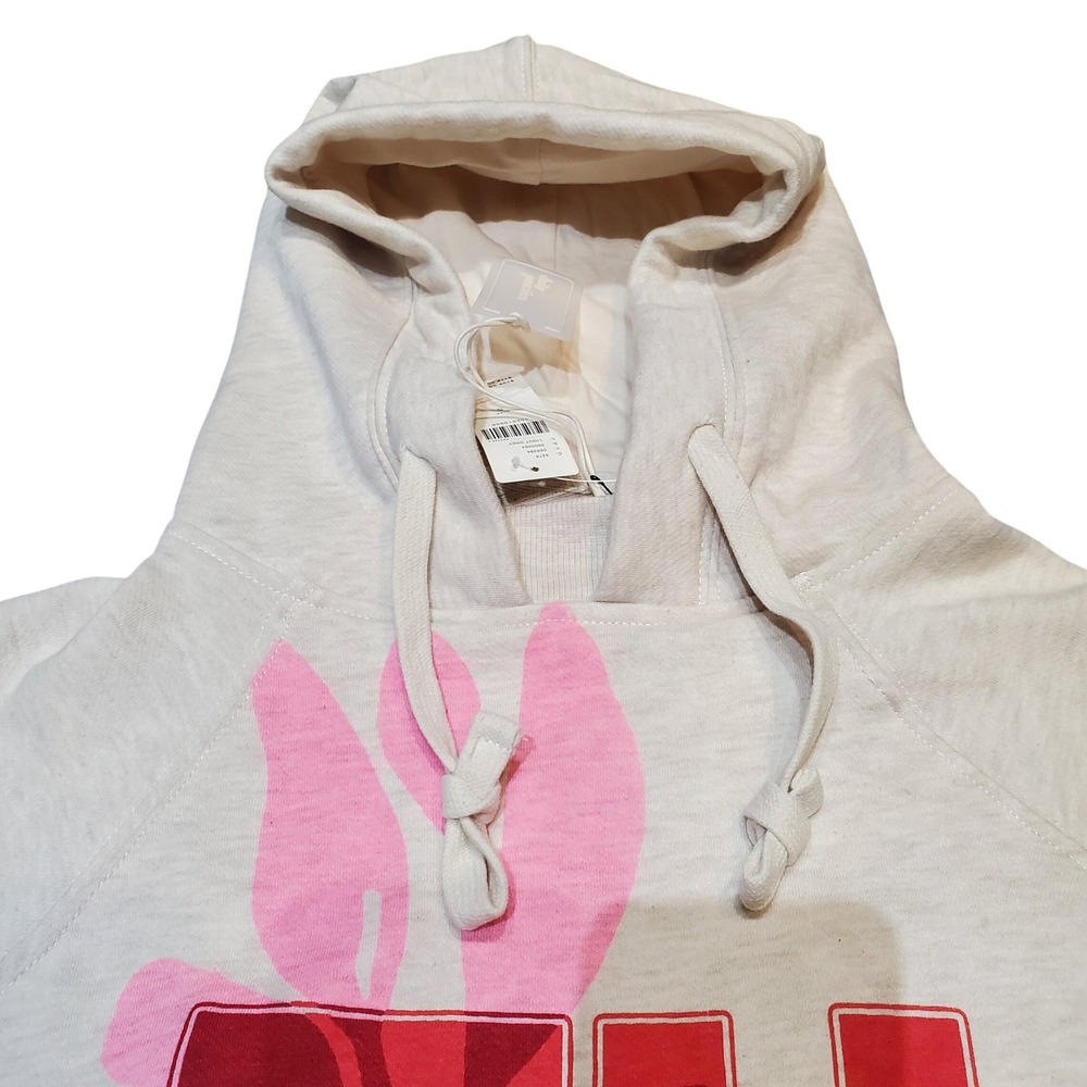 Daily Practice by Anthro Slim Fit Hoodie 74 Floral Graphic Heather Oatmeal S - Picture 5 of 16